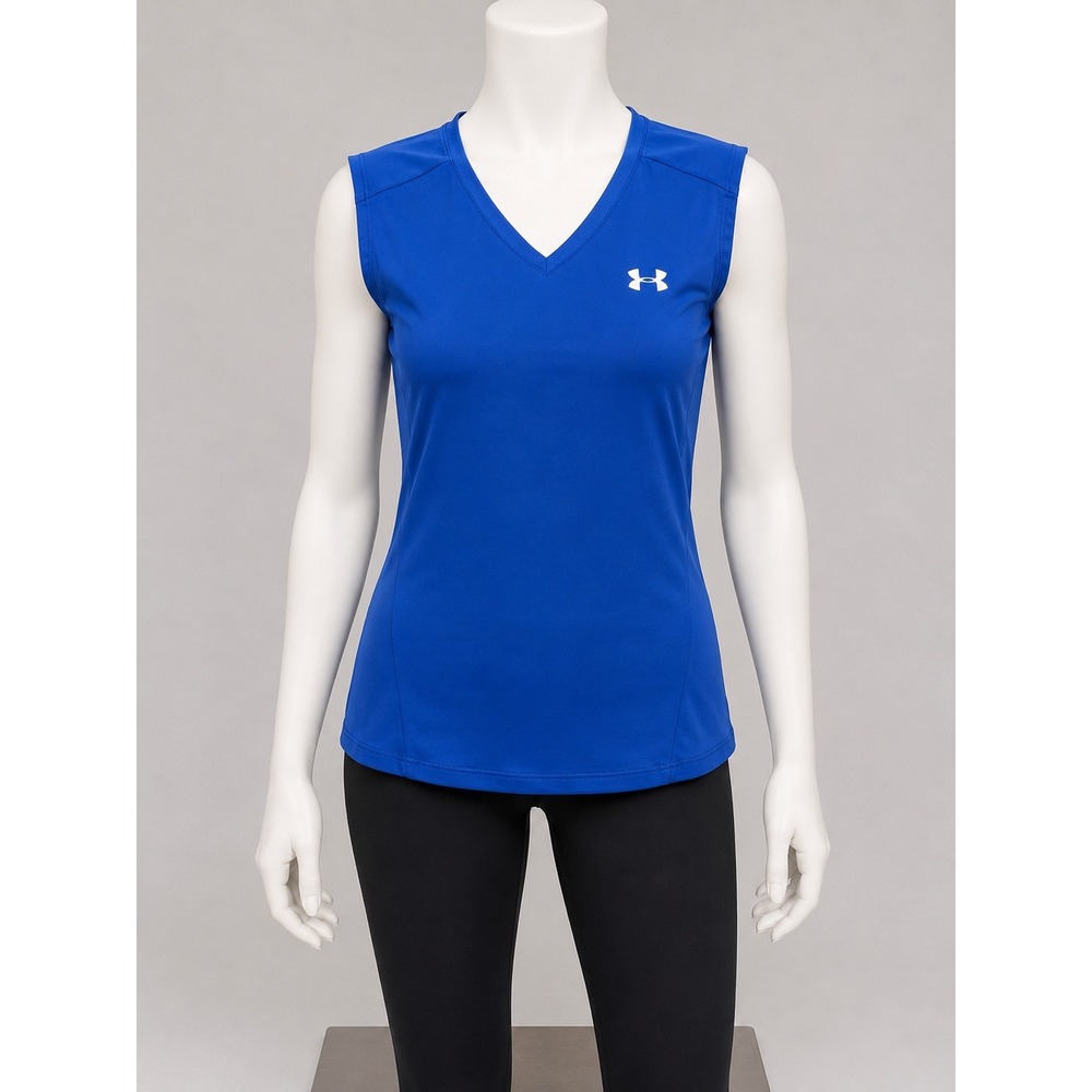 Under Armour HeatGear Royal Blue V-Neck Compression Tank Top Large RN 96510